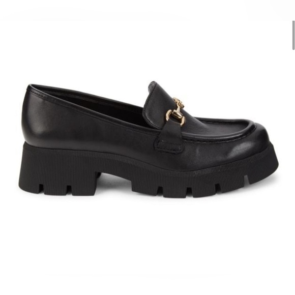 BCBGENERATION RAYLIN LEATHER BIT LOAFERS BLACK PLATFORM SHOES NEW - Picture 1 of 7